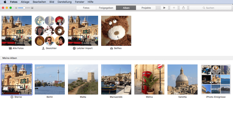 Wie Alben sortiert sind in Apples App Fotos für Mac OS X