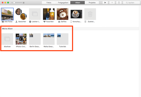 Bilder sortieren in Fotos App für Mac mit einem Album