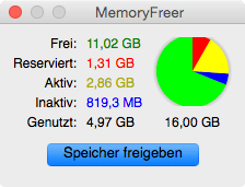 Mit MemoryFreer Speicher am Mac freigeben