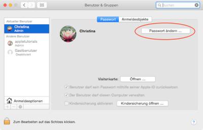 Passwort für Benutzeraccount am Mac ändern