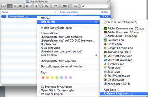 Wie man am Mac einen Datei Typ mit anderem Programm öffnet