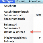 Hier fügen Sie Datum & Uhrzeit in Pages Dokumente ein.