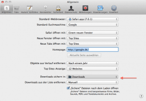 So kann man in Mac OS X den Download Ordner einstellen.