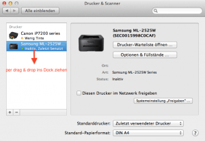 Wenn man das Druckersymbol ins Dock zieht, kann man am Mac viel schneller Dokumente drucken