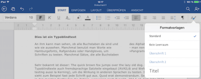 Office Word Formatvorlagen fürs iPad
