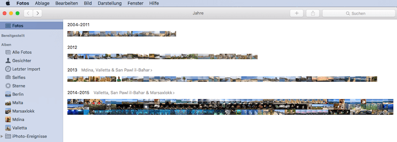 Linke Seitenleiste in Fotos für Mac OS X einblenden
