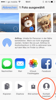 Kontaktbilder in iOS 8 in Foto App auswählen