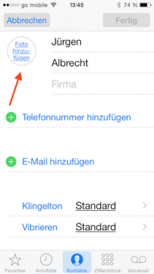 Profil-Foto in Kontakte App iOS 8