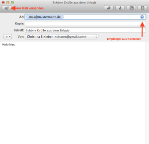 Fenster zum Schreiben von Mails am Mac