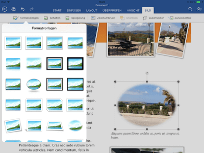Bilder in Office App für iPad mit Bild-Effekten versehen