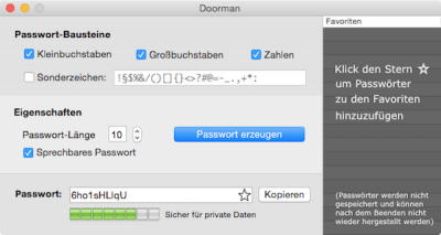 Doorman - Kostenloser Passwortgenerator für Mac OS X