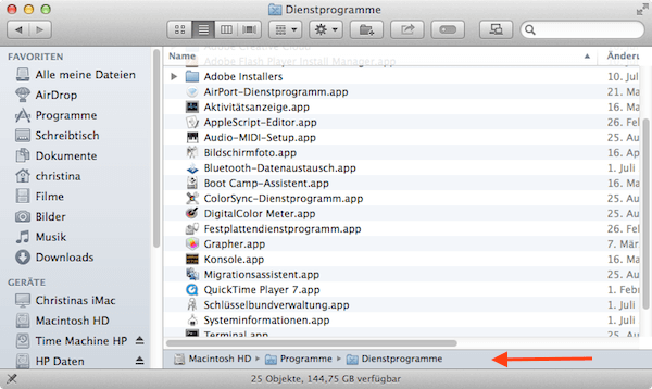 Pfadleiste im Finder unter Mac OS X einstellen