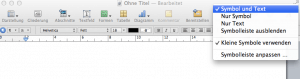 Kontextmenü für die iWork Symbolleiste in Pages