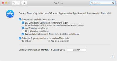 Mac OS X Updates aus dem App Store konfigurieren