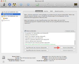 Das Volumen unter Mac OS X überprüfen und reparieren