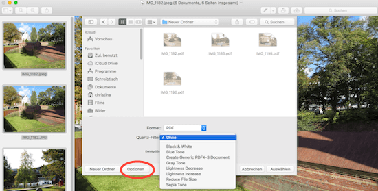 Bilder unter Mac OS X Yosemite oder El capitan in anderes Format exportieren