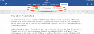 Lineal in Word für iPad & Seitenbreite einstellen