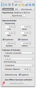 So vergeben Sie in iWork 09 ein Passwort für ein Dokument