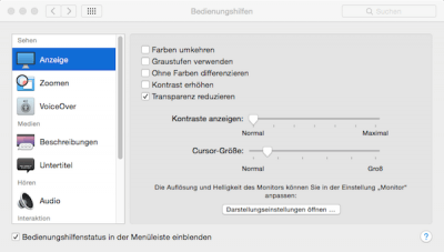 Die Bedienungshilfen für Behinderte unter Mac OS X
