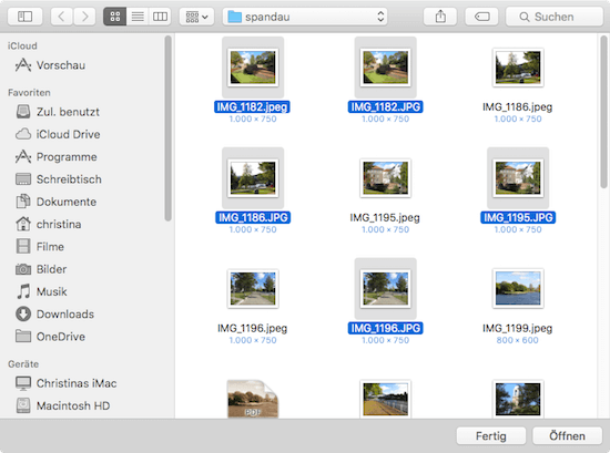 Bilder öffnen unter Mac OS X mit Vorschau App