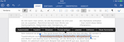 Textefekte in Office Word für iPad hinzufügen