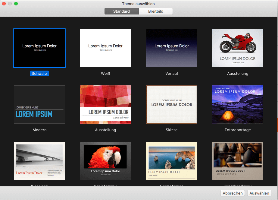 Apples Eigenes Prasentationsprogramm Eine Prasentation Aus Einer Vorlage Anlegen