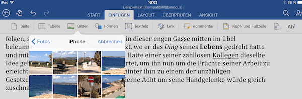 Bilder Einfugen Bearbeiten In Office 365 Furs Ipad Iphone