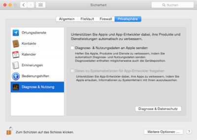 Diagnose & Nutzerdaten abschalten