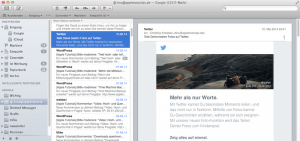 Fenster Ansicht im Mail Programm von Apple