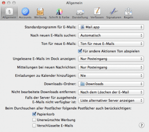 Einstellungen im Mailprogramm von Apple