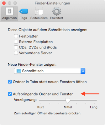 Aufspringende Ordner & Fenster am Mac konfigurieren oder deaktivieren