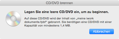 Leere CD einlegen und Brennvorgang am Mac starten