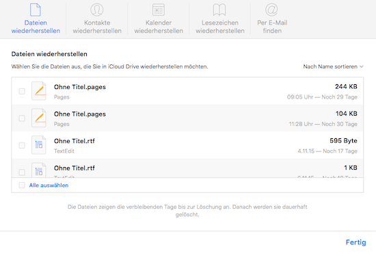 Daten aus iCloud wiederfinden und wiederherstellen