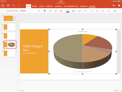 Excel Diagramm in Power Point App eingefügt