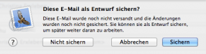 E-Mails in Apple Mail als Entwurf sichern