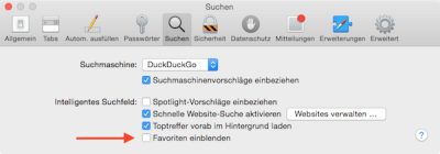 Favoriten in Safari 8.0 nicht einblenden