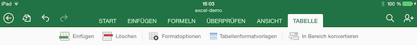 Excel App Tabellen auf dem iPad formatieren