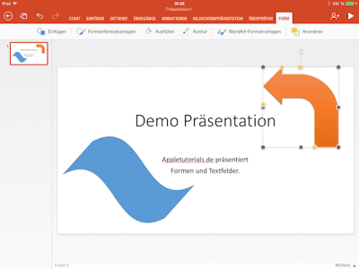 Formen in Office App auf iPad bearbeiten & formatieren