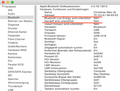 Bluetooth für Handoff am Mac aktiviert?