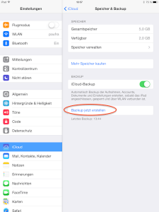 iOS Backup iCloud erstellen