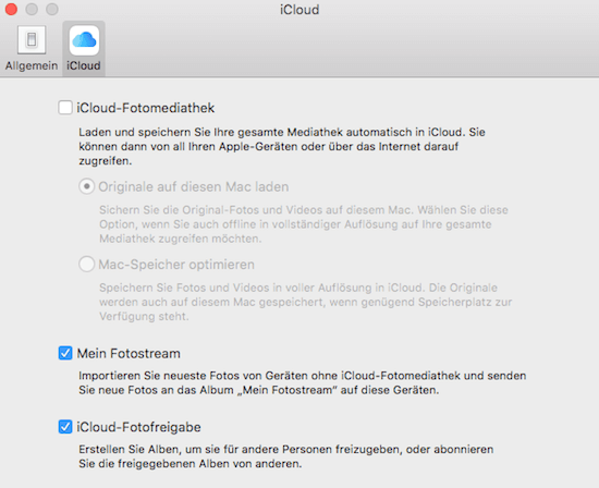 iCloud Fotomediathek in Fotos App für Mac aktivieren