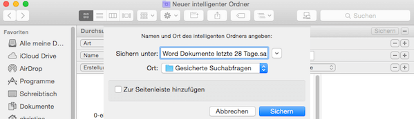 Intelligenten Ordner im Finder speichern