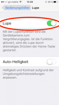 Die Lupe in iOS 10 aktivieren