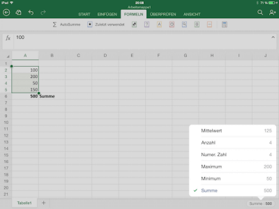 Excel Tabellen auf iPad auswerten