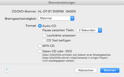 Audo-CD über iTunes brennen