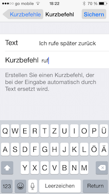 Kurzbefehl in iOS hinzufügen