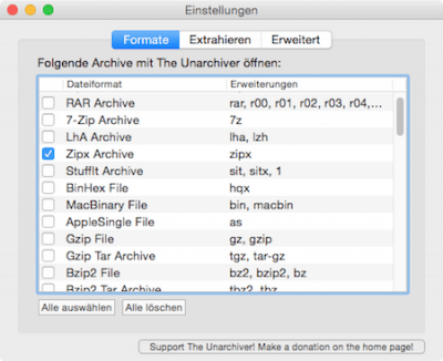 Dateien in verschiedenen Formaten am Mac entpacken