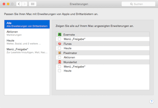 Mac OS X - Erweiterungen für die Mitteilungszentrale