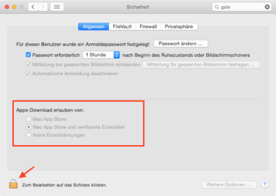 Sicherheitseinstellungen am Mac für das Öffnen von Software