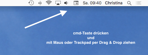 Symbole in der mac Menüleiste verschieben